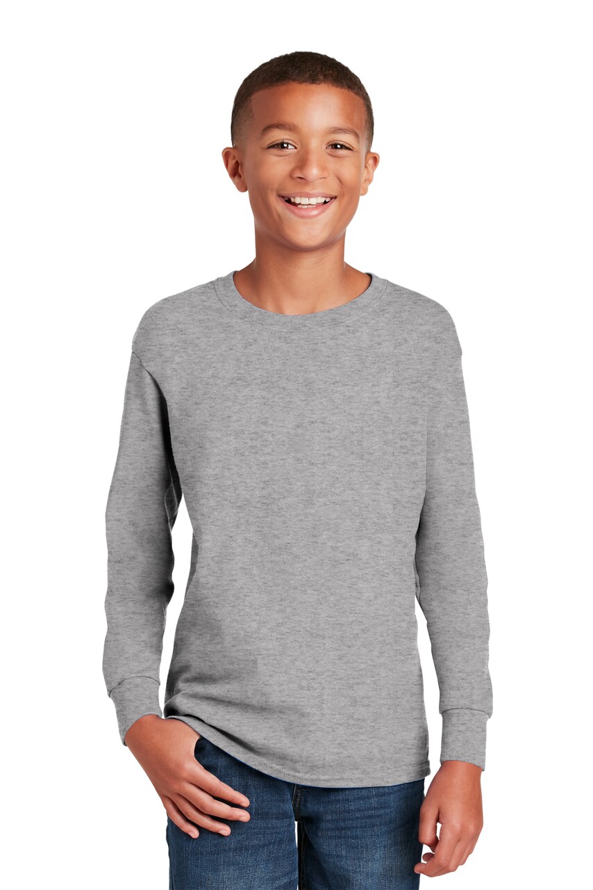Gildan Youth Heavy Cotton Long Sleeve Crew Neck T-Shirt for School & Custom Printing Cotton Tee